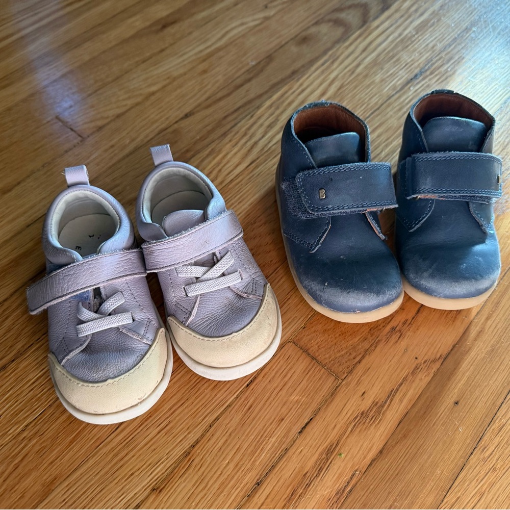 Stylish Kids Leather Shoes Set - Blue and Purple